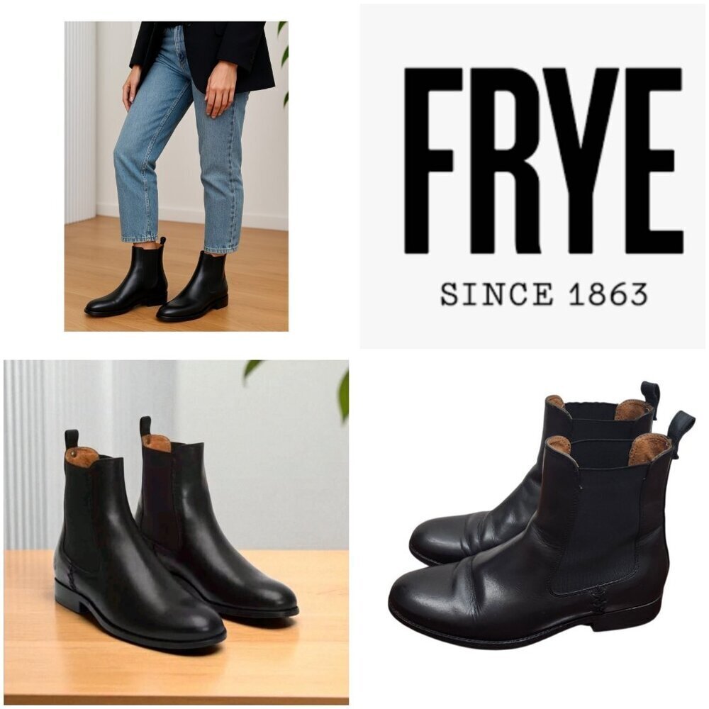Frye Women’s Melissa Chelsea Leather Black Ankle Boots Women’s Size7 - Picture 14 of 15